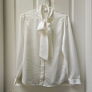 NWOT - Lilysilk blouse with bow-tie neck. 100% Mulberry silk.  SIZE-small